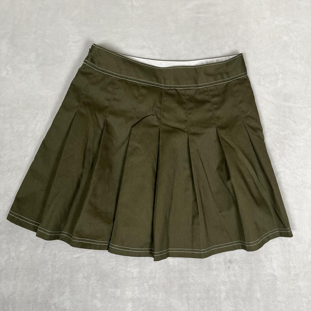 Dickies Skirt Womens 28 Green Pleated Twill Mini Workwear Logo Casual Utility